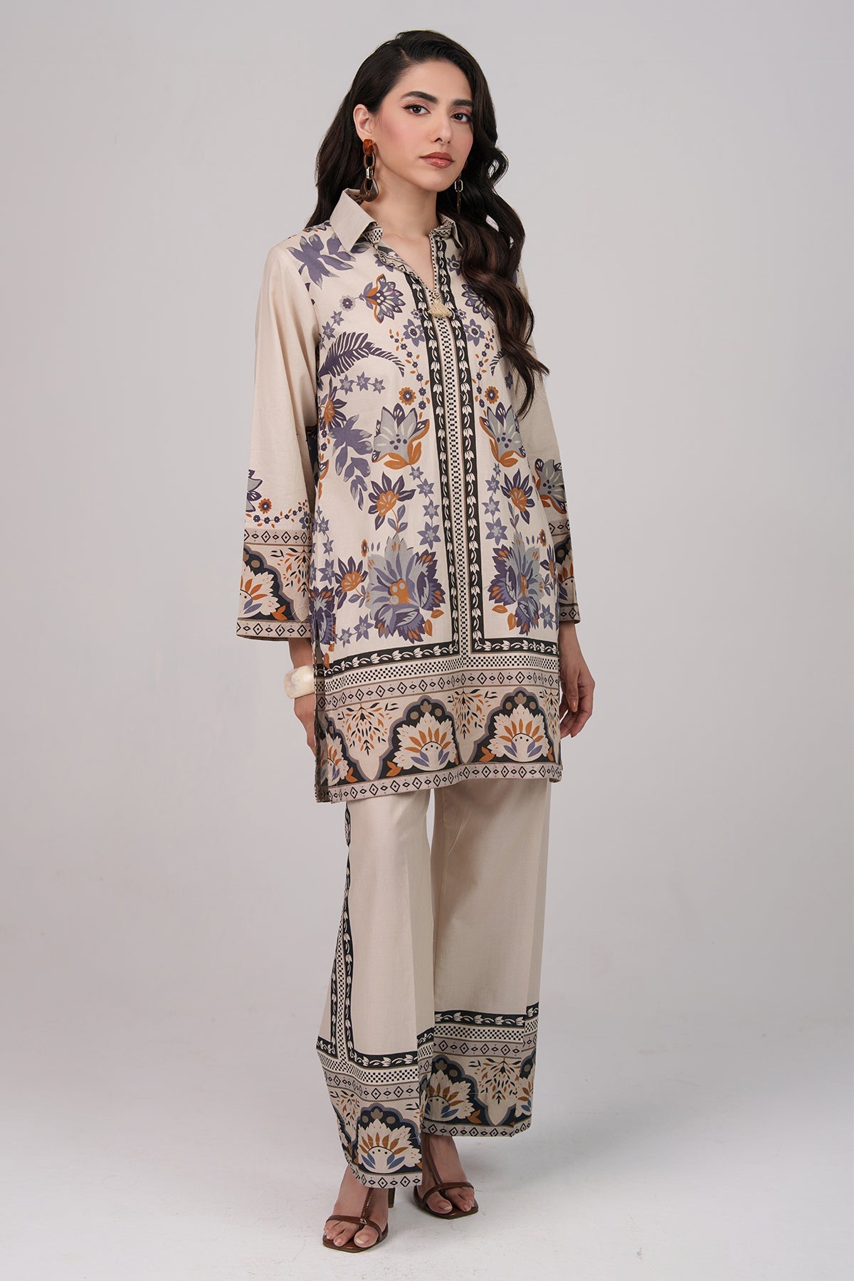2 Piece Printed Suit - 59 - Peach Republic