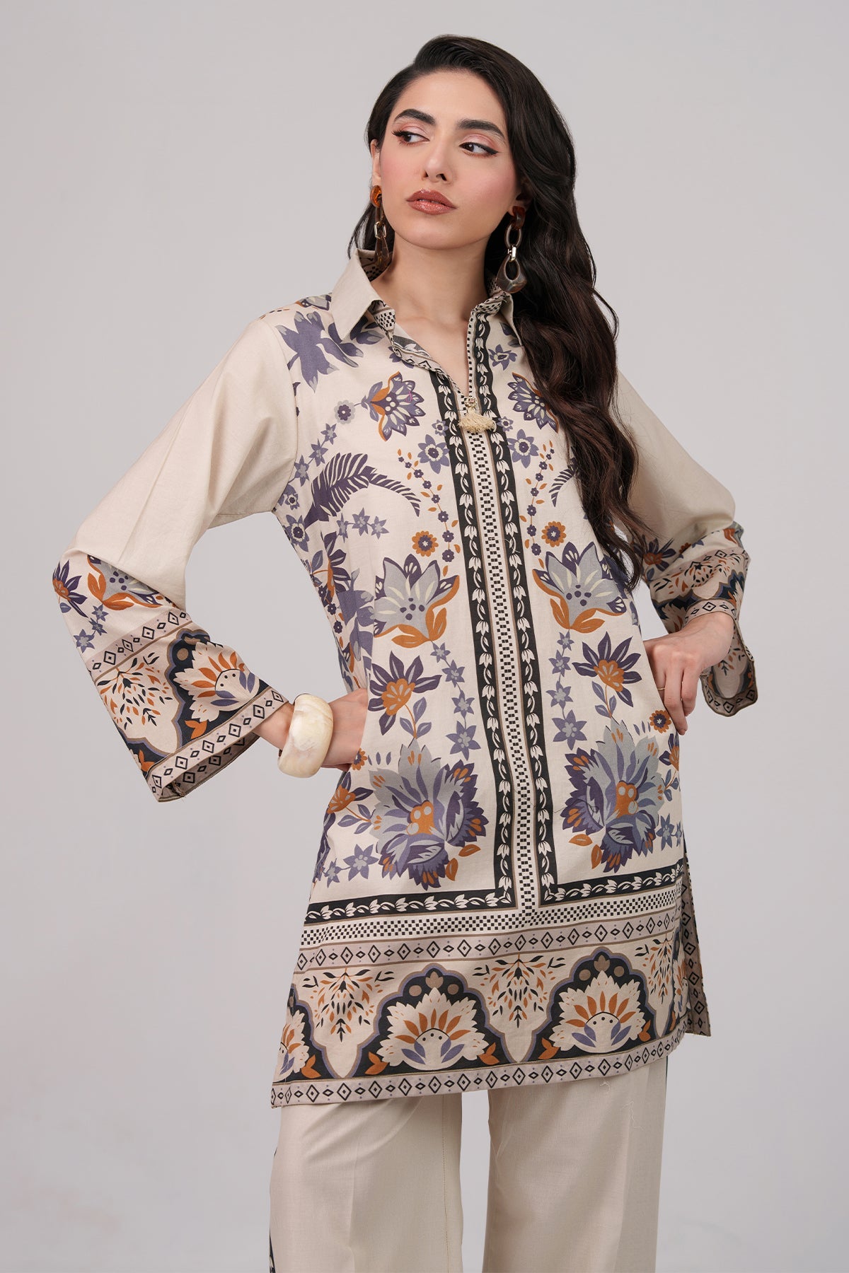2 Piece Printed Suit - 59 - Peach Republic