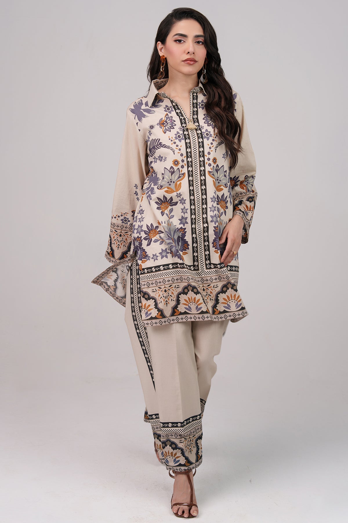 2 Piece Printed Suit - 59 - Peach Republic
