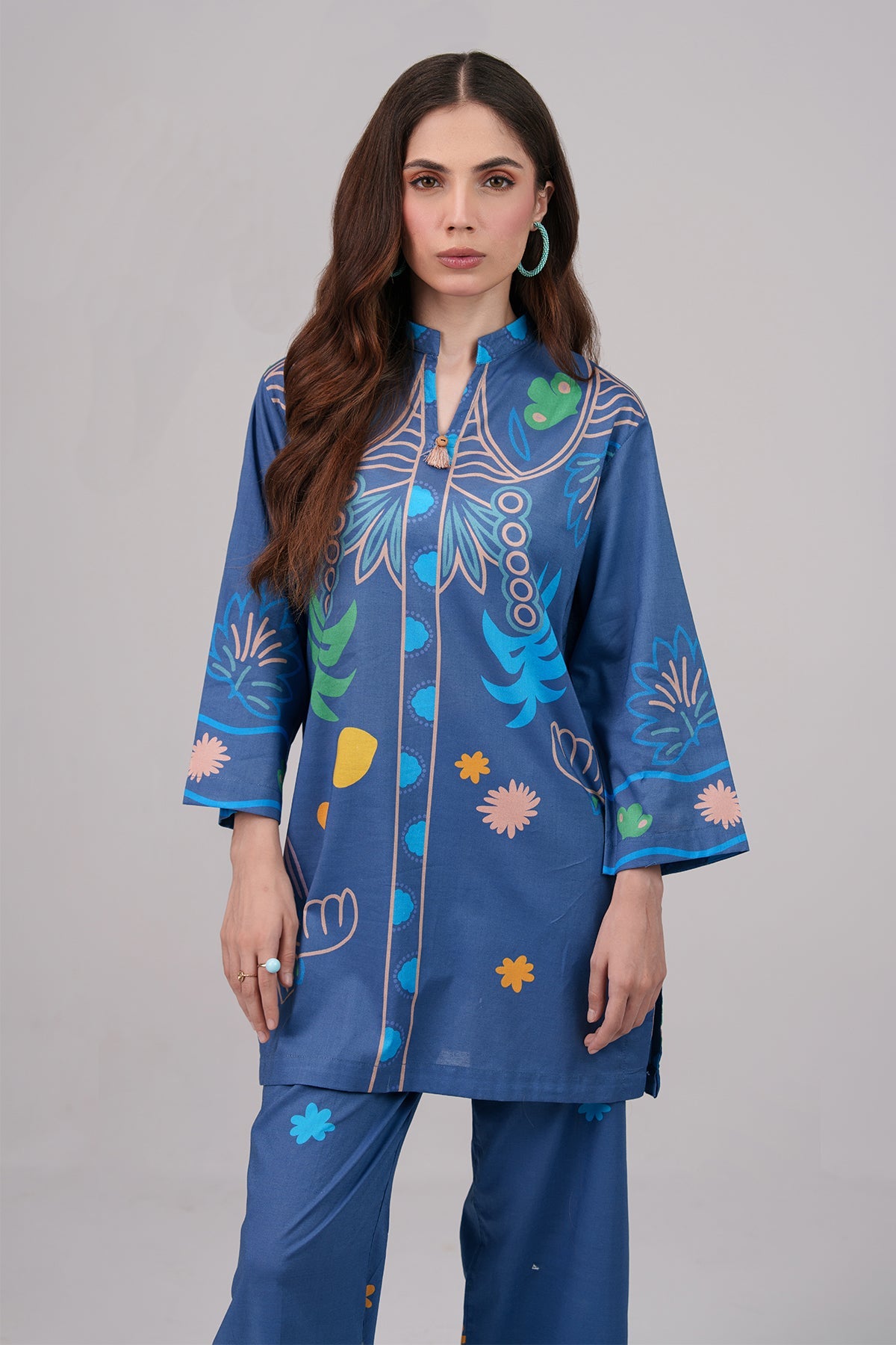2 Piece Printed Suit - 68 - Peach Republic