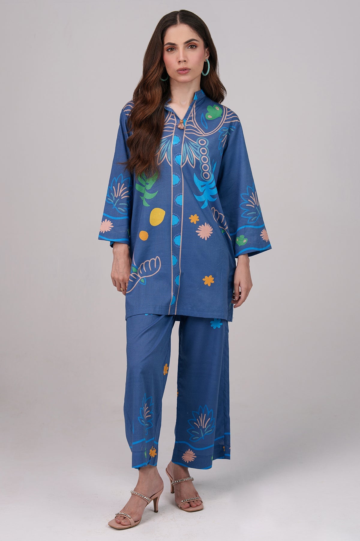 2 Piece Printed Suit - 68 - Peach Republic