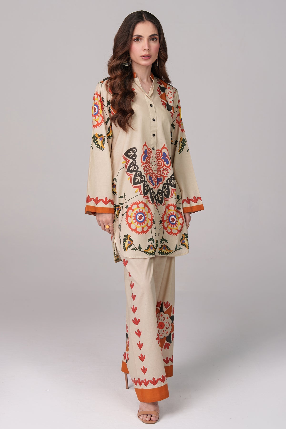 2 Piece Printed Suit - 69 - Peach Republic