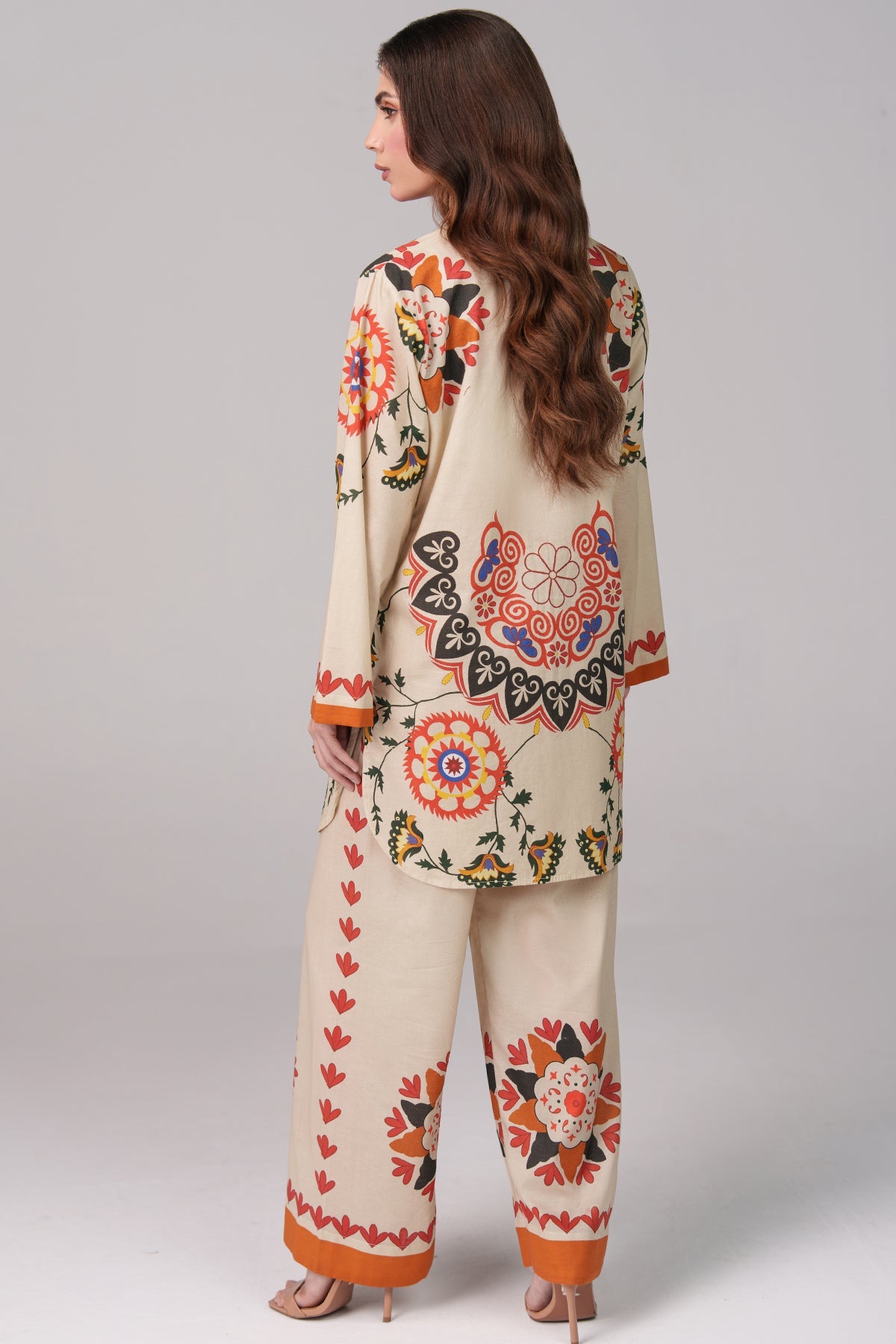 2 Piece Printed Suit - 69 - Peach Republic