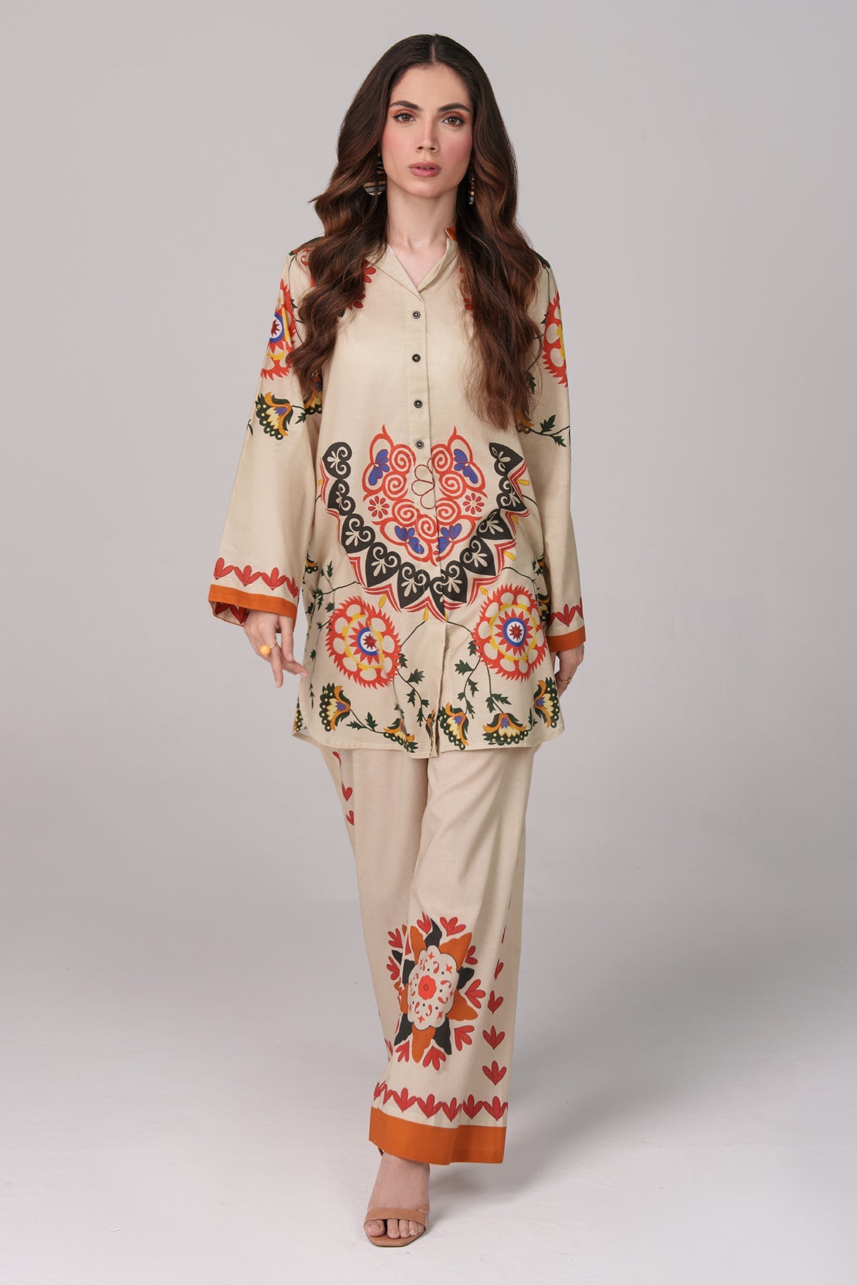 2 Piece Printed Suit - 69 - Peach Republic