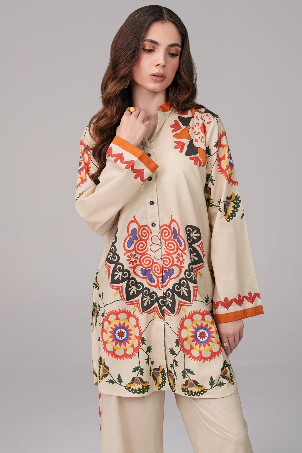 2 Piece Printed Suit - 69 - Peach Republic