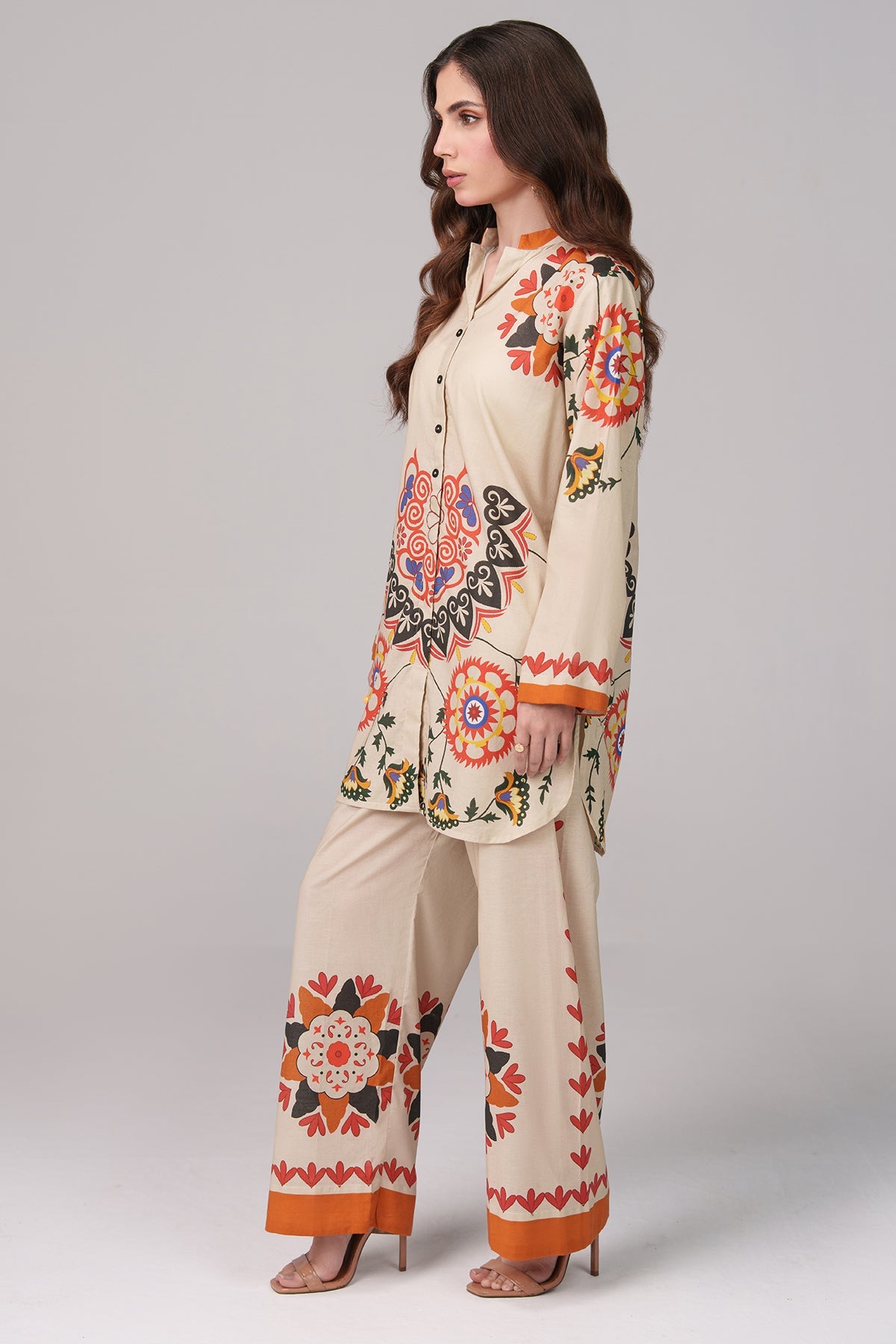 2 Piece Printed Suit - 69 - Peach Republic