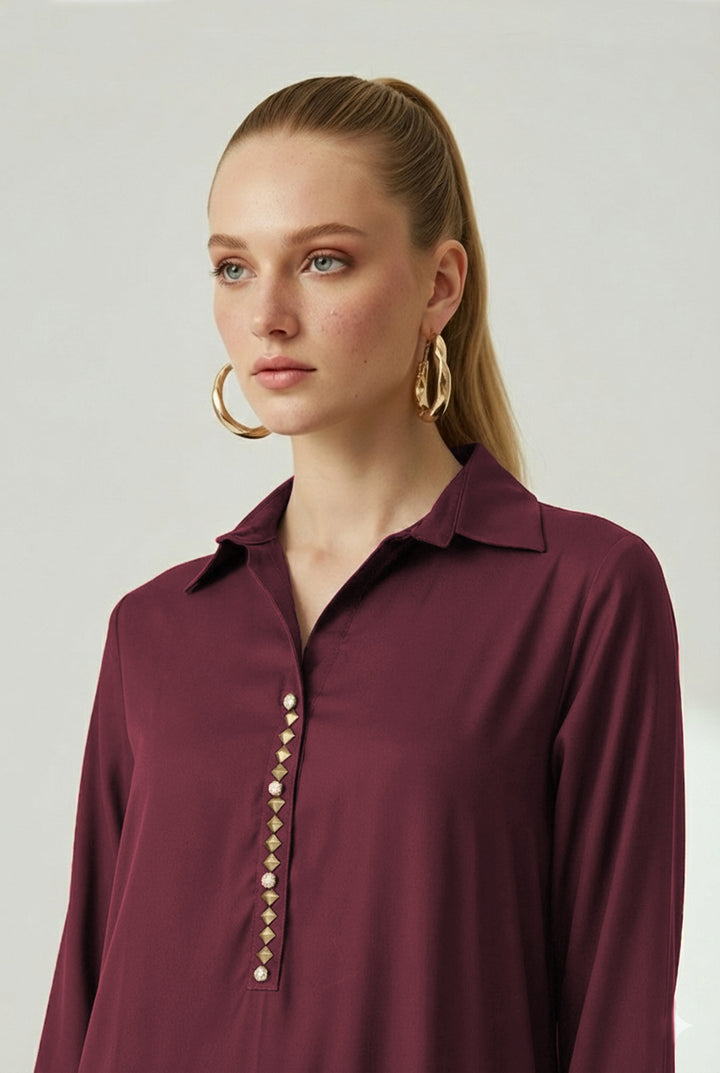 Studded Maroon Dress