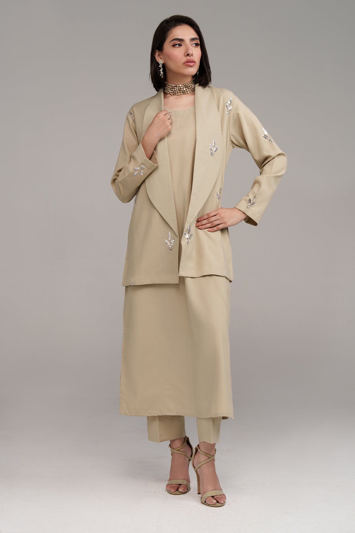 3 Pcs Layered Co Ord - 001 - Peach Republic