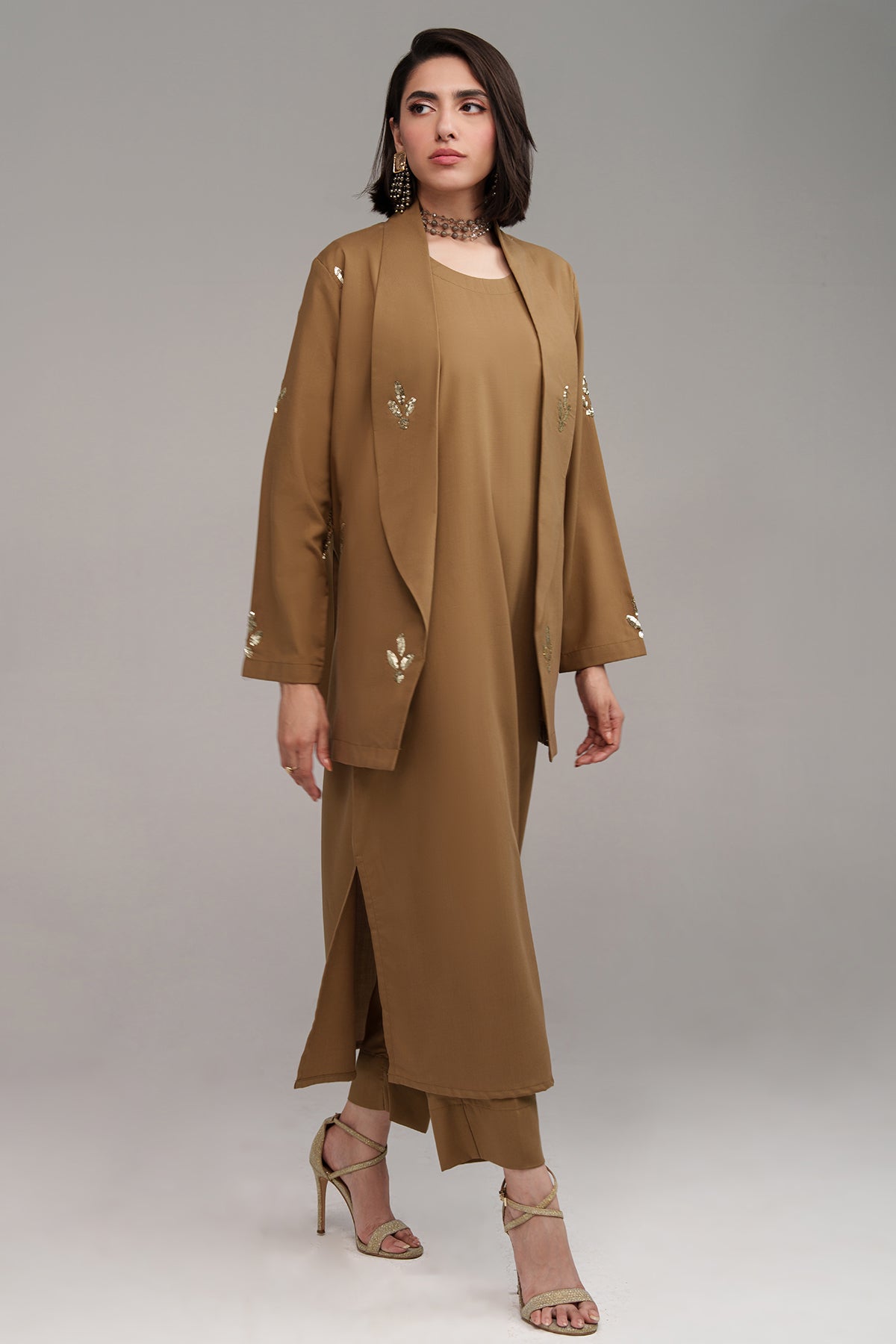 3 Pcs Layered Co Ord - 002 - Peach Republic