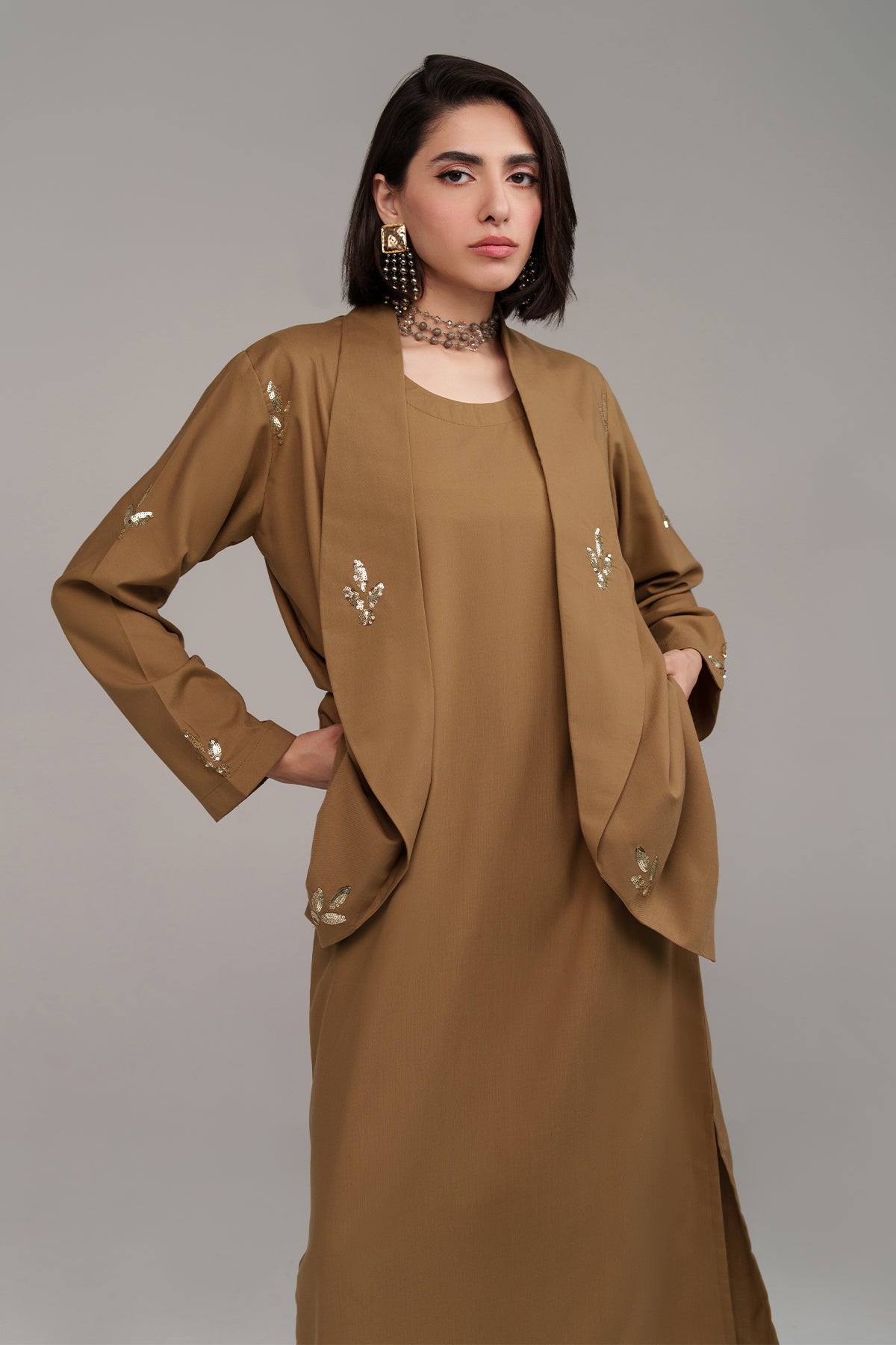 3 Pcs Layered Co Ord - 002 - Peach Republic