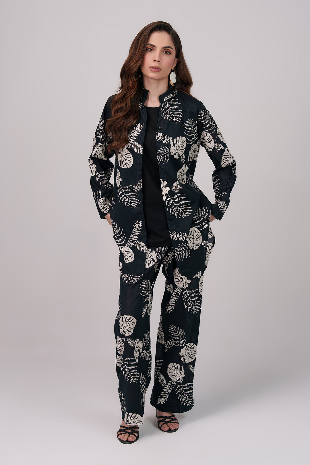 3 Pcs - Layered Co - Ord Set - 01 - Peach Republic