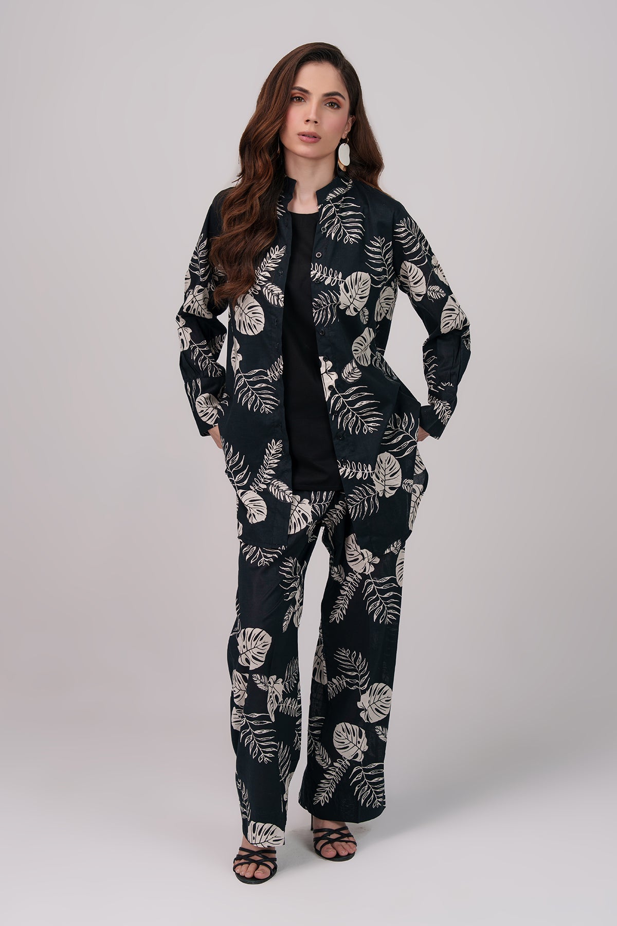 3 Pcs - Layered Co - Ord Set - 01 - Peach Republic