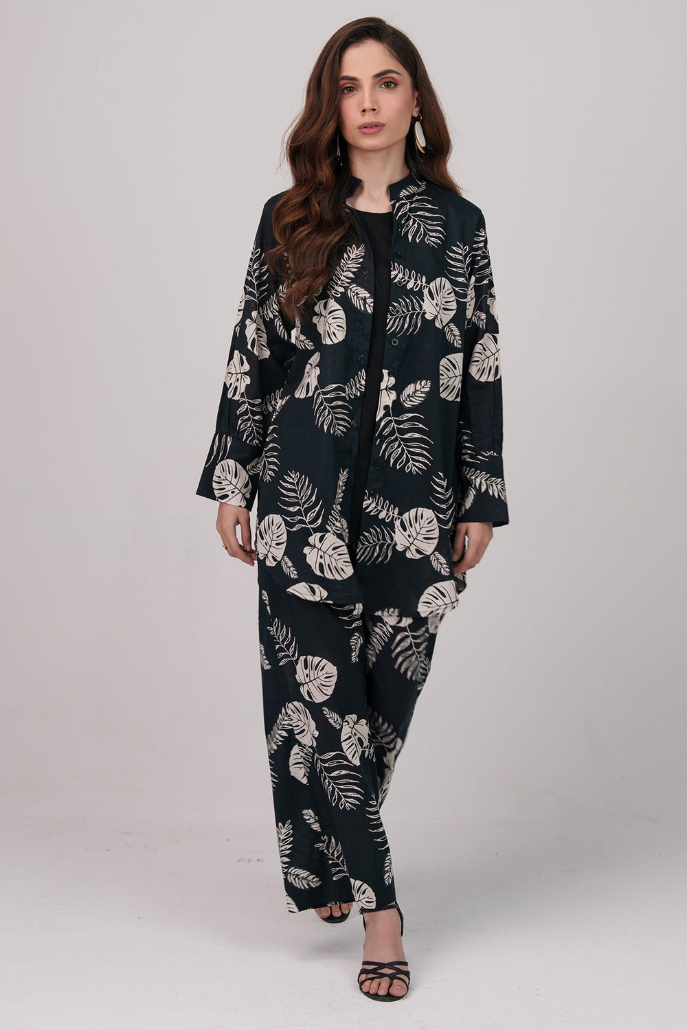 3 Pcs - Layered Co - Ord Set - 01 - Peach Republic