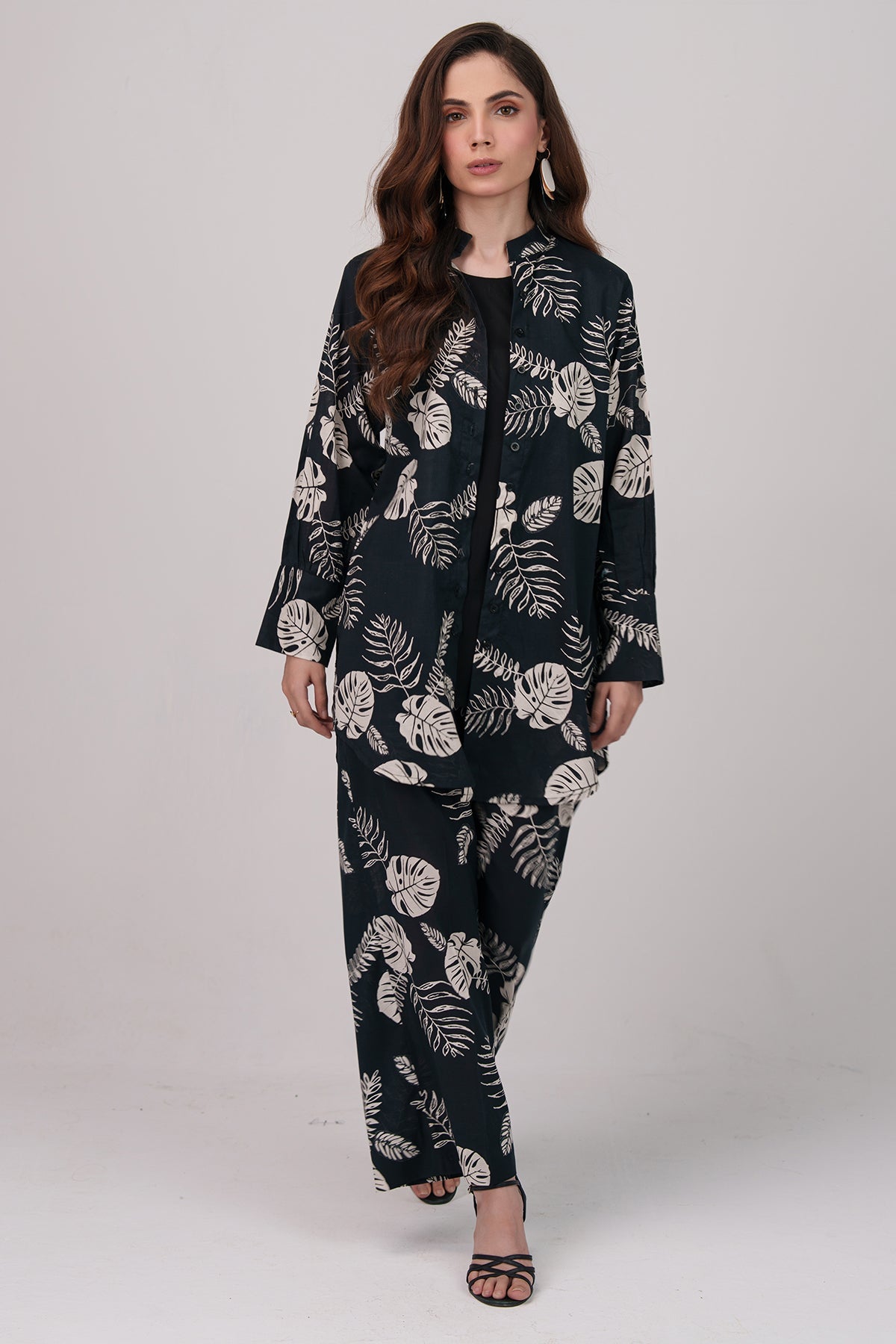 3 Pcs - Layered Co - Ord Set - 01 - Peach Republic