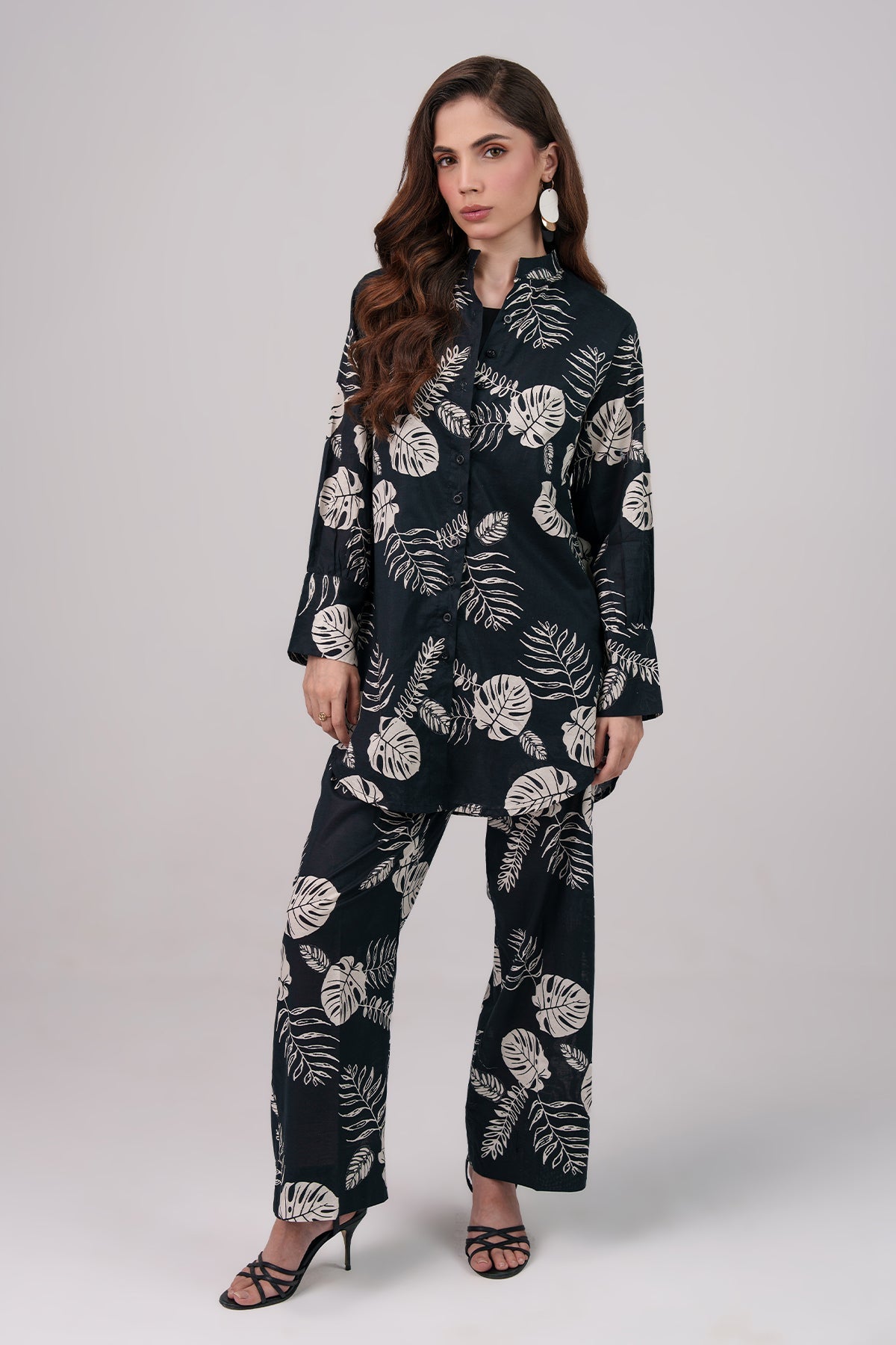 3 Pcs - Layered Co - Ord Set - 01 - Peach Republic
