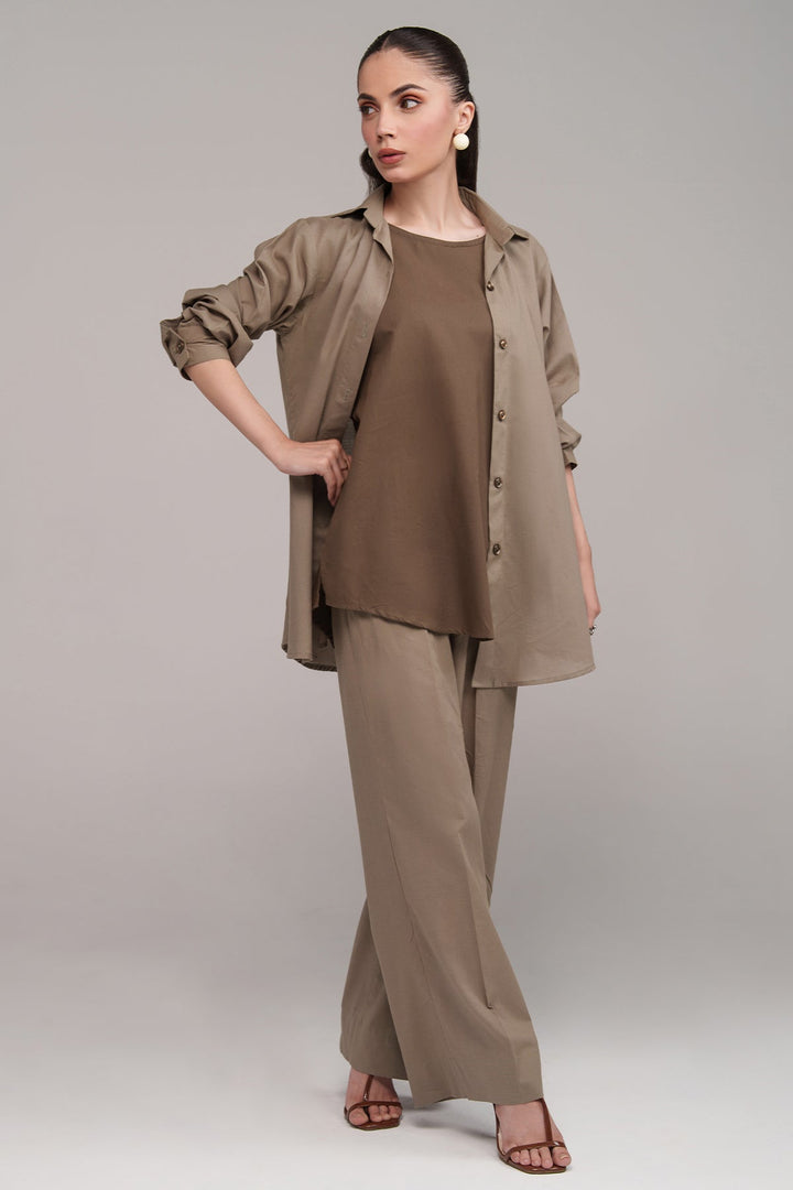 3 pcs Layered Co Ord Set - 03 - Peach Republic