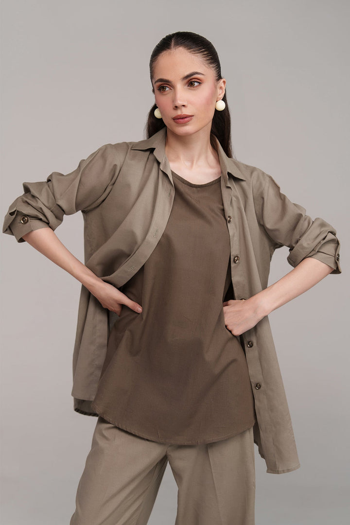 3 pcs Layered Co Ord Set - 03 - Peach Republic