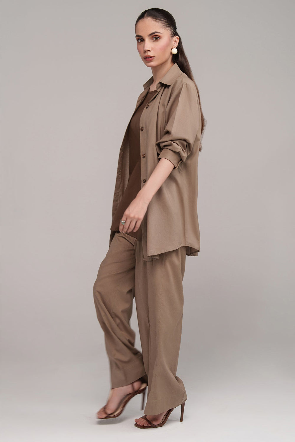 3 pcs Layered Co Ord Set - 03 - Peach Republic