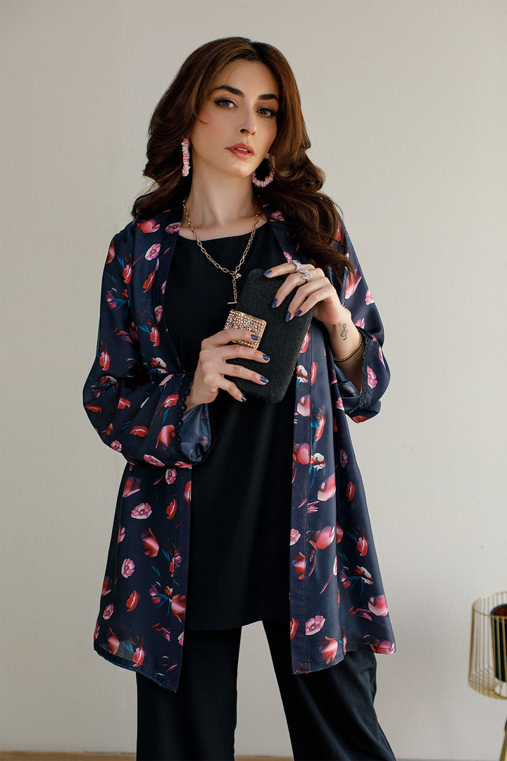 3 Pcs - Layered Co - Ord Set - Peach Republic