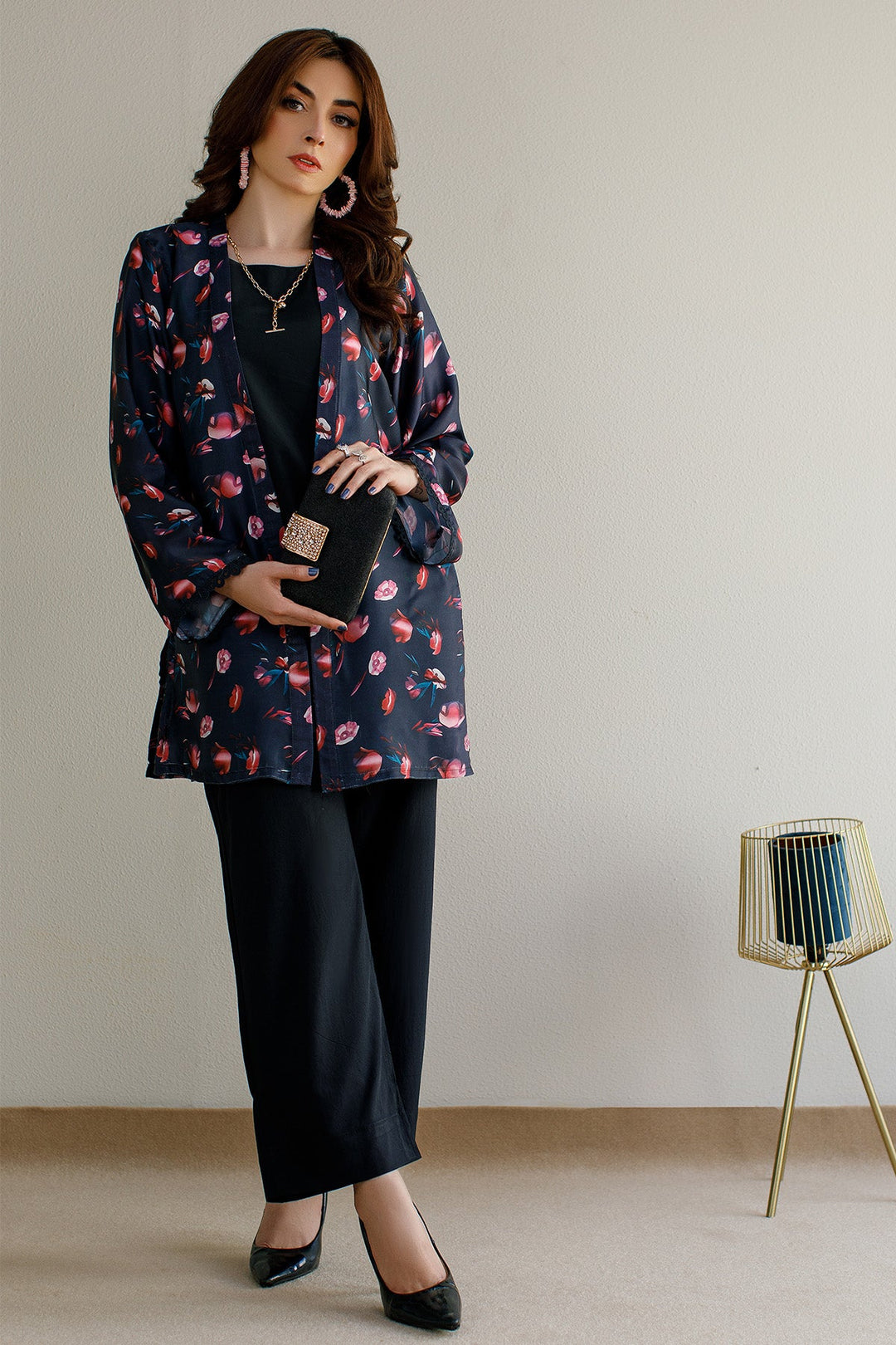 3 Pcs - Layered Co - Ord Set - Peach Republic