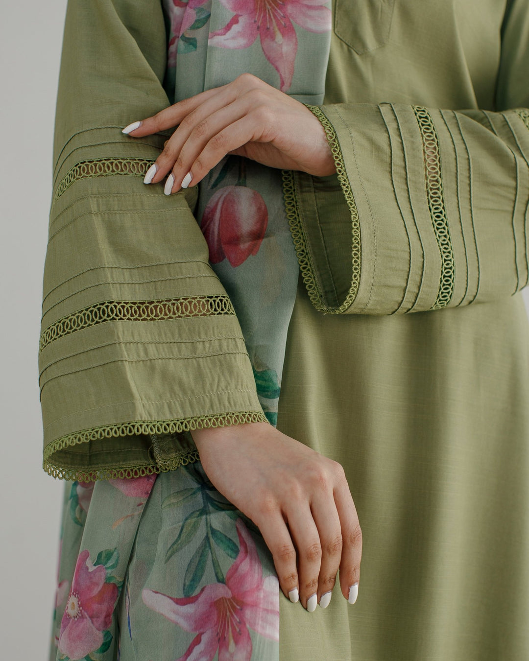 3 Pcs Raw Silk Dress - 01 - Peach Republic