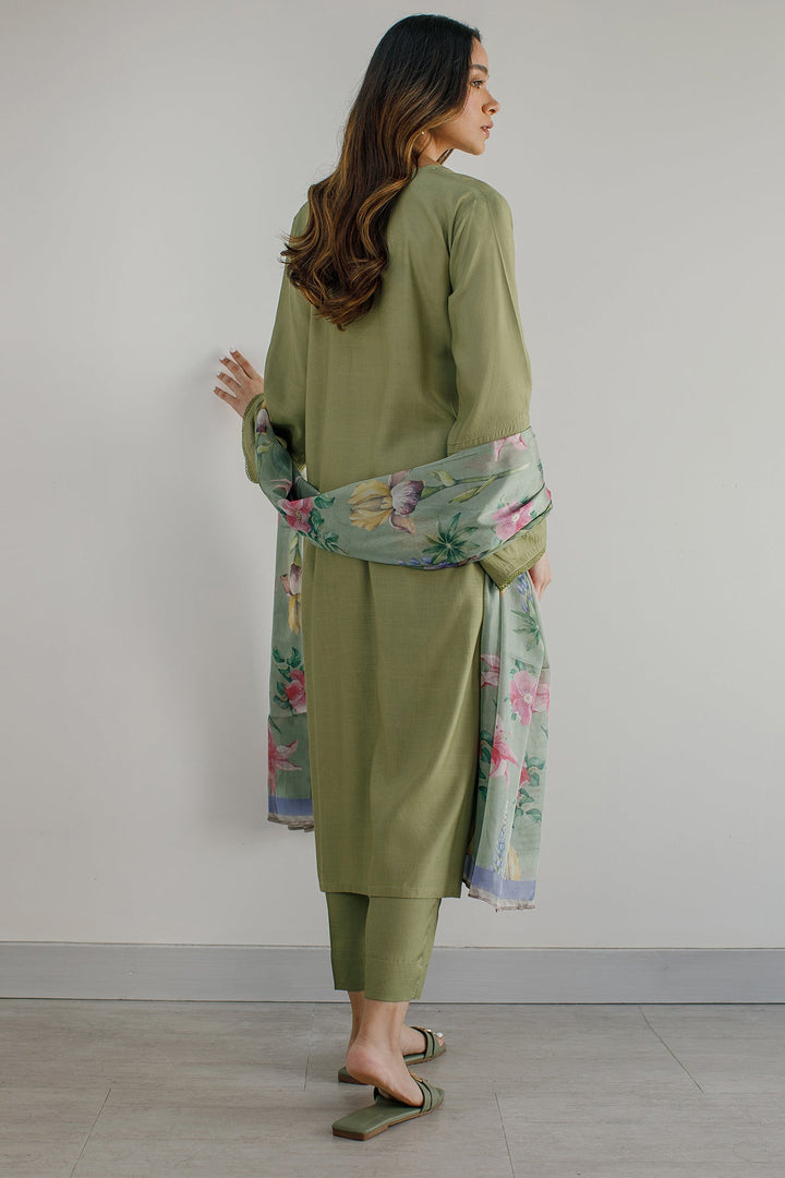 3 Pcs Raw Silk Dress - 01 - Peach Republic