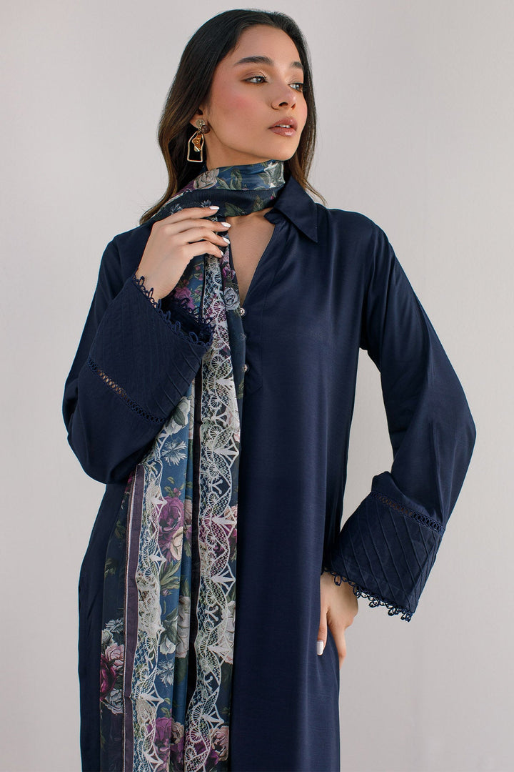 3 Pcs Raw Silk Dress - 03 - Peach Republic