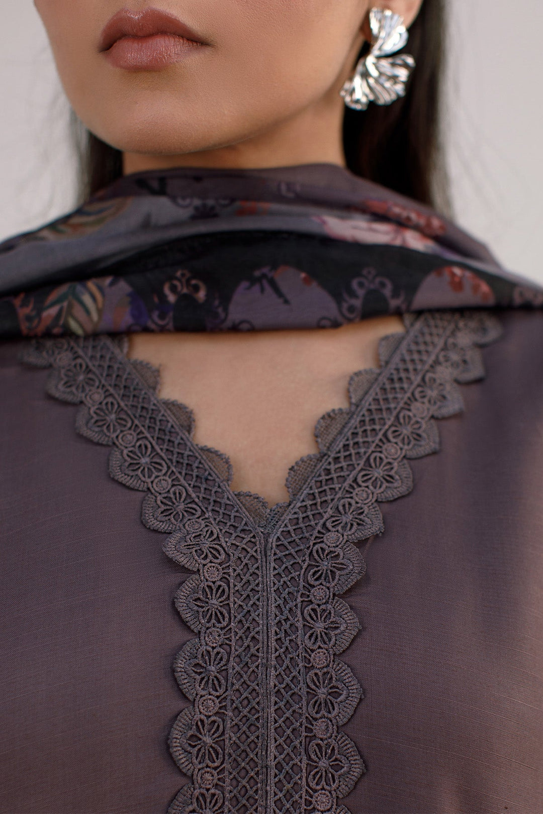 3 Pcs Raw Silk Dress - 05 - Peach Republic