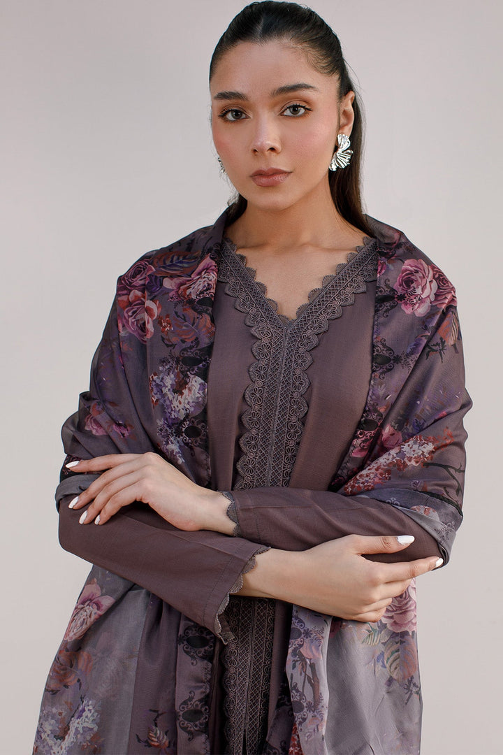 3 Pcs Raw Silk Dress - 05 - Peach Republic