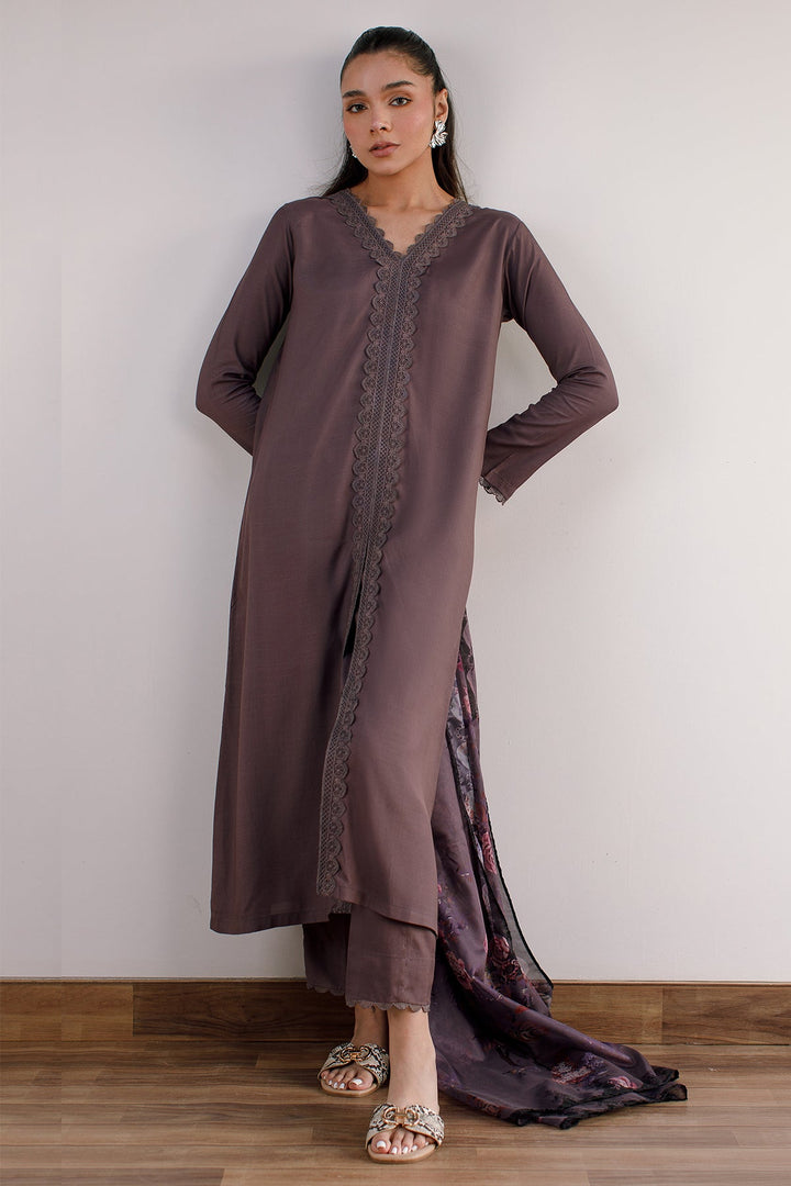 3 Pcs Raw Silk Dress - 05 - Peach Republic