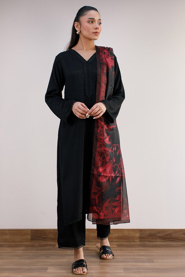 3 Pcs Raw Silk Dress - 07 - Peach Republic