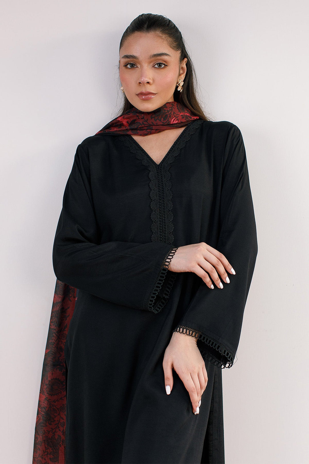 3 Pcs Raw Silk Dress - 07 - Peach Republic
