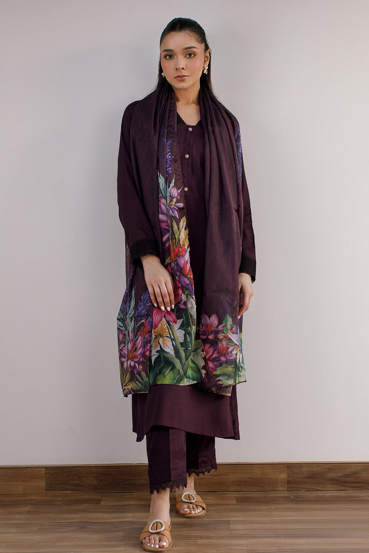 3 Pcs Raw Silk Dress - 08 - Peach Republic