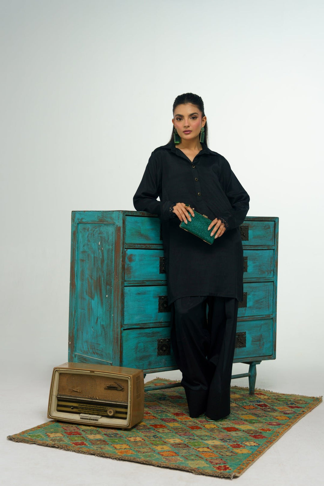 3 Pcs Raw Silk Suit - 001 - Peach Republic