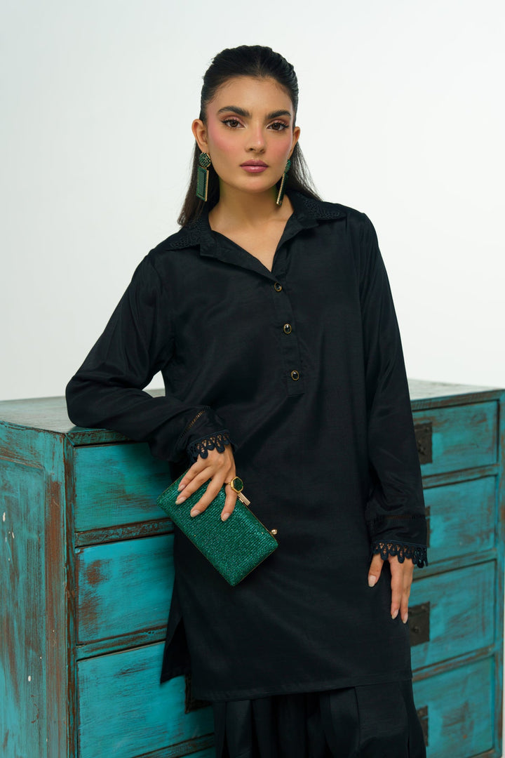 3 Pcs Raw Silk Suit - 001 - Peach Republic