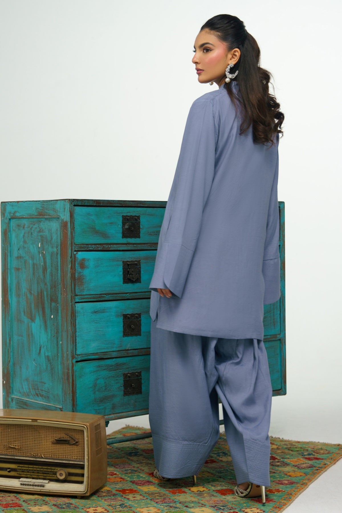 3 Pcs Raw Silk Suit - 002 - Peach Republic