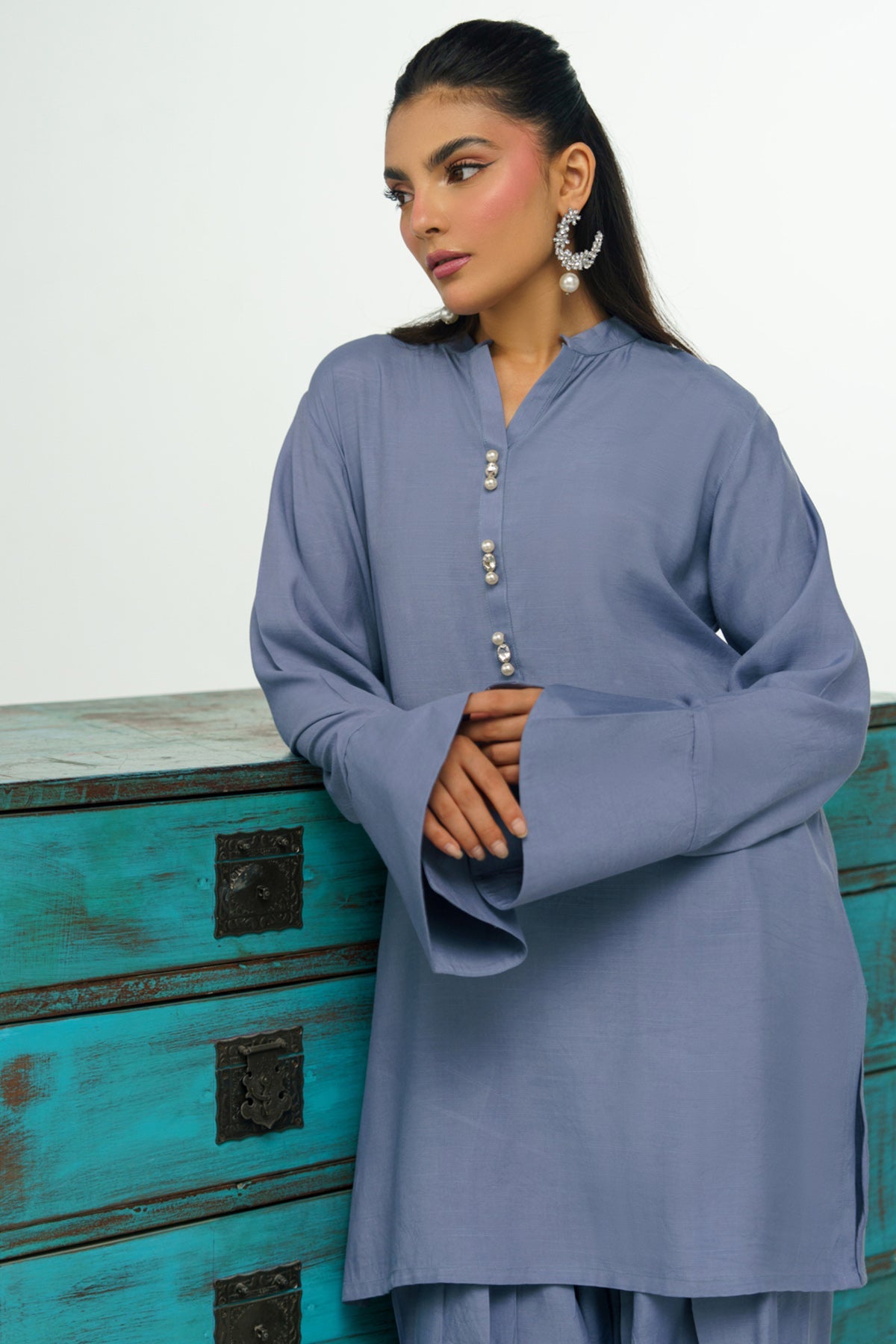 3 Pcs Raw Silk Suit - 002 - Peach Republic