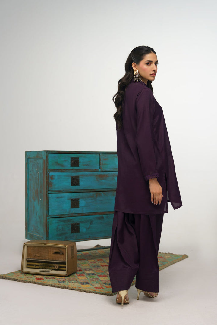 3 Pcs Raw Silk Suit - 005 - Peach Republic