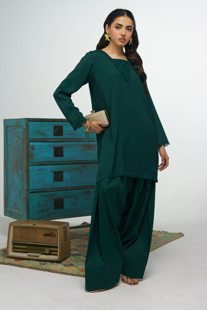 3 Pcs Raw Silk Suit - 009 - Peach Republic