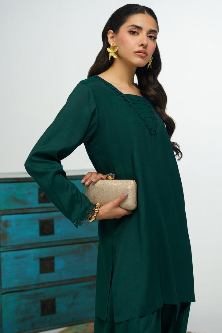 3 Pcs Raw Silk Suit - 009 - Peach Republic