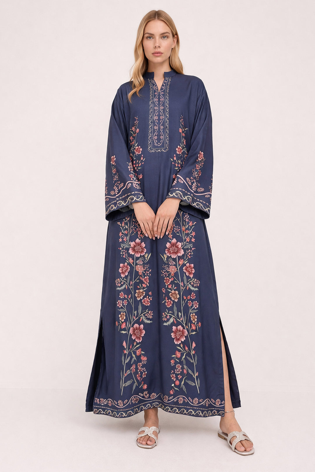 Navy Blue Bloom Kaftan