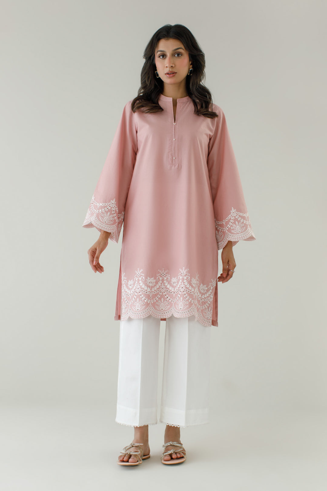 Dusty Pink Schiffli 2-Piece Contrast Set