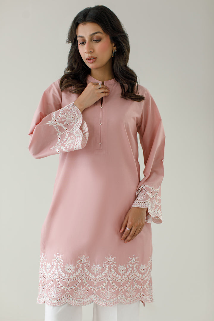 Dusty Pink Schiffli 2-Piece Contrast Set