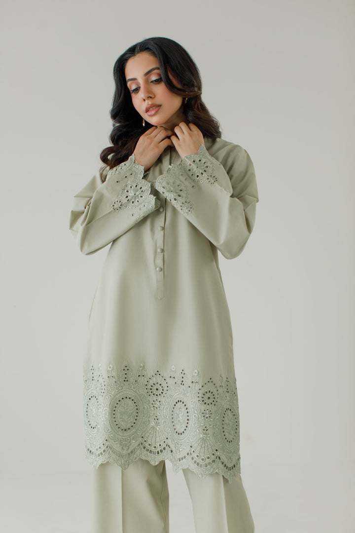 Sage Green Schiffli 2-Piece Set