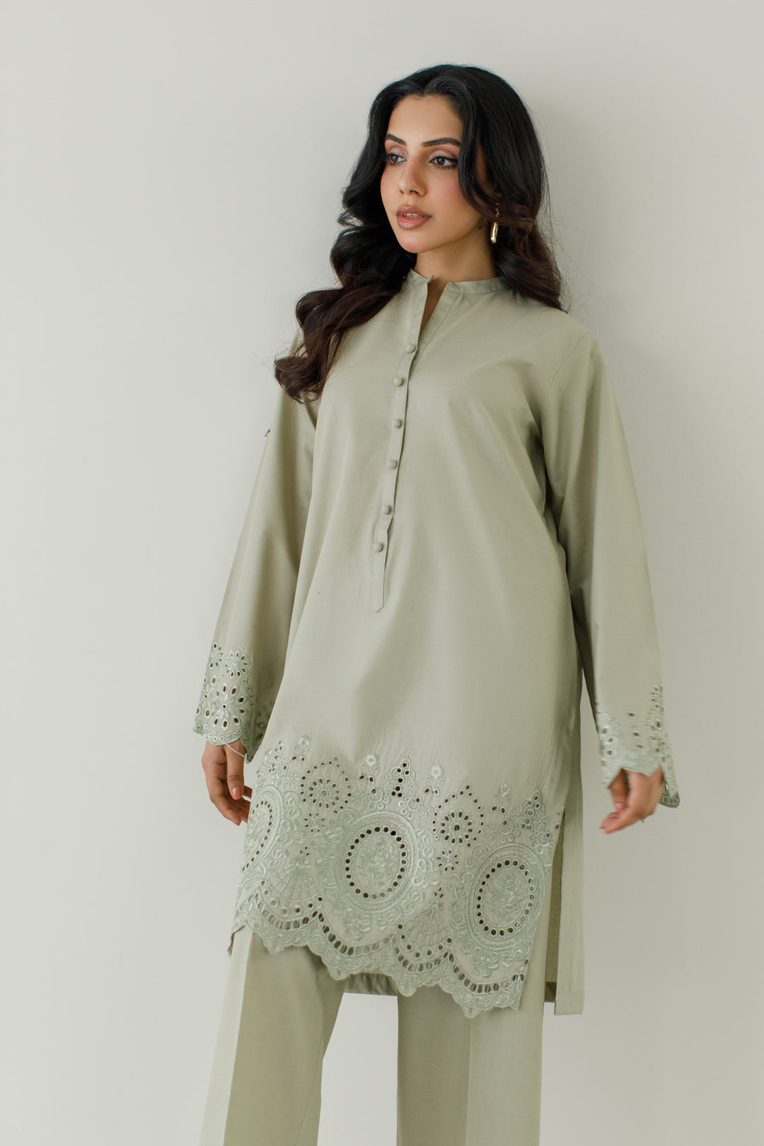 Sage Green Schiffli 2-Piece Set