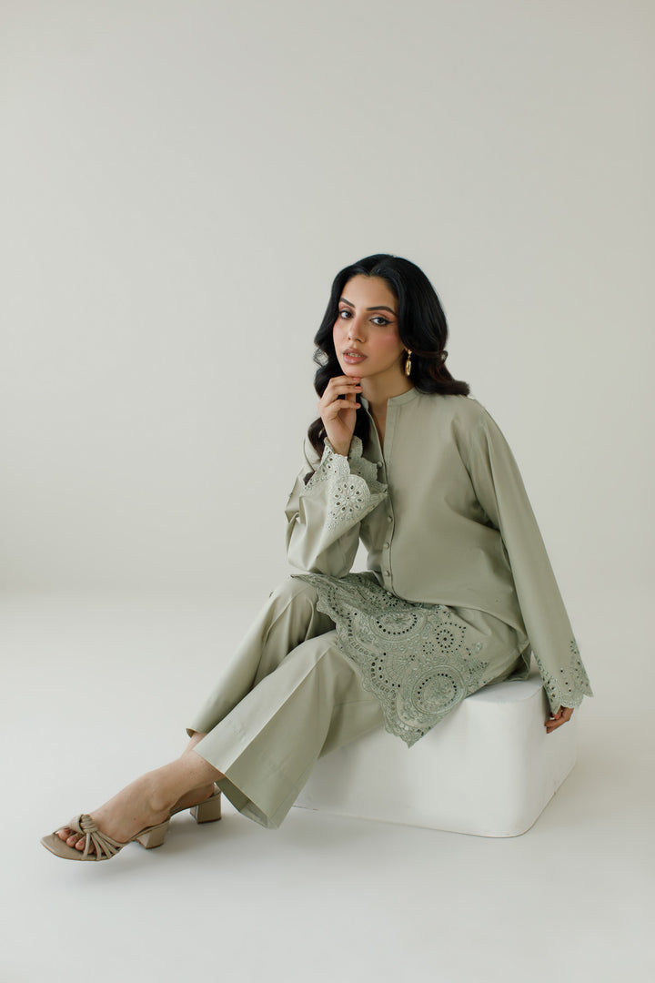 Sage Green Schiffli 2-Piece Set
