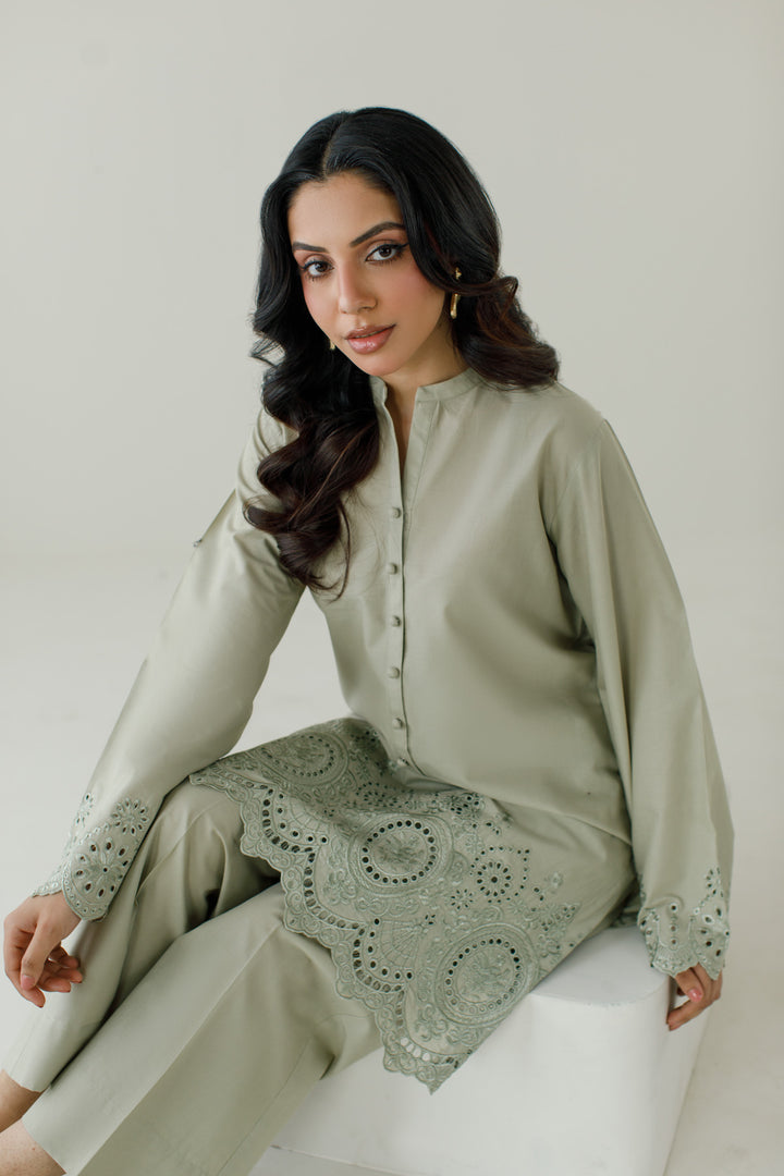 Sage Green Schiffli 2-Piece Set