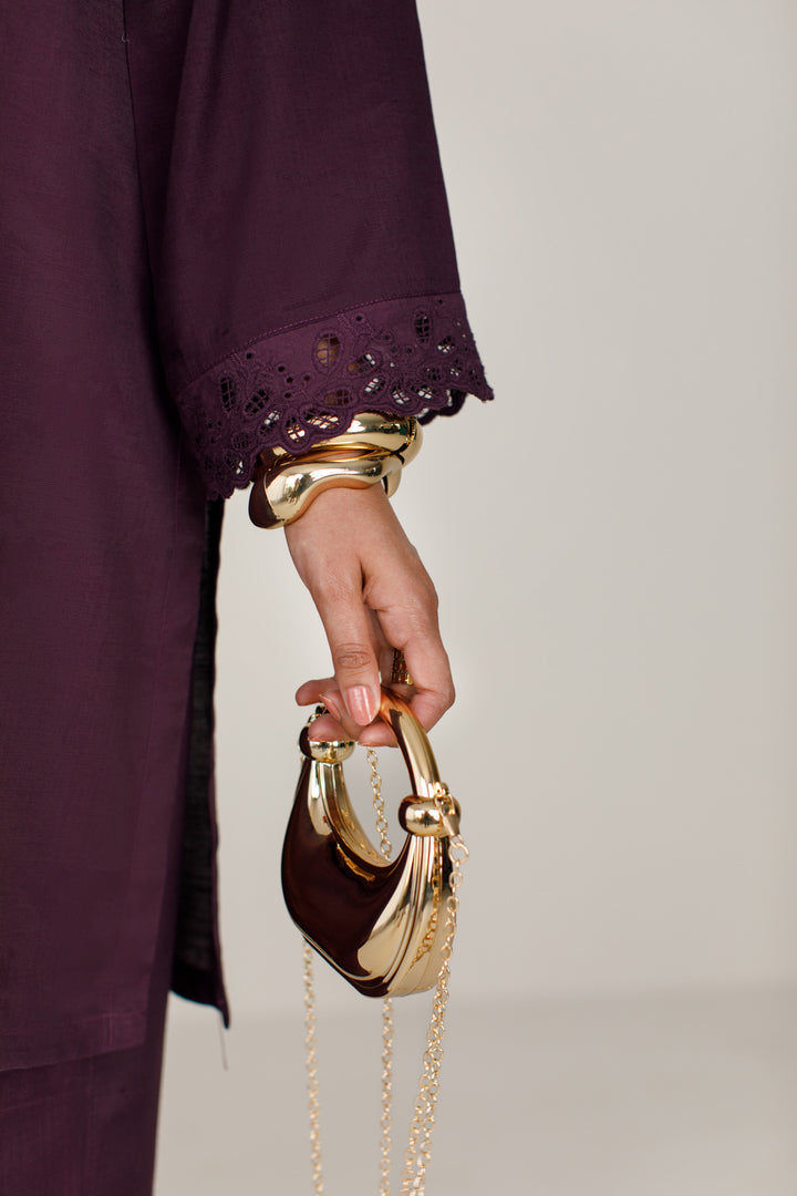 Deep Plum Dull Raw Silk 2-Piece Set