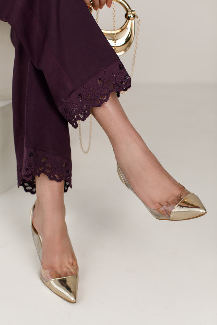 Deep Plum Dull Raw Silk 2-Piece Set