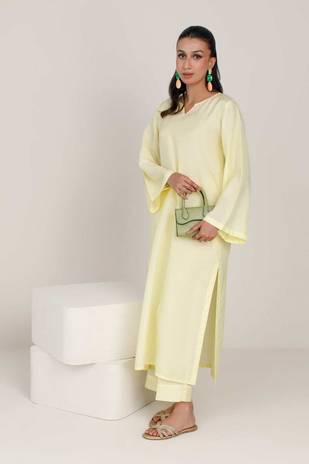 Butter Yellow Korean Silk 3-Piece Set